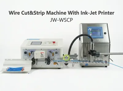 Huzalvágó és -csiszoló gép tintasugaras nyomtatóval JW-WSCP - Automata_Vezeték_Csupaszító_Gép
