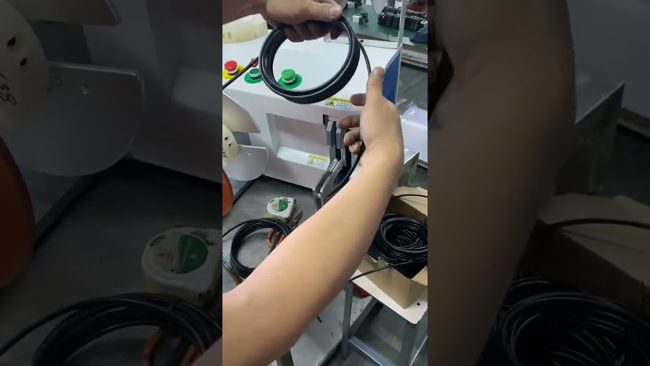 Fej-vég megőrzésű automata kábelfeldolgozó gép: számlálás, vágás, tekercselés, kötözés #automatizálás