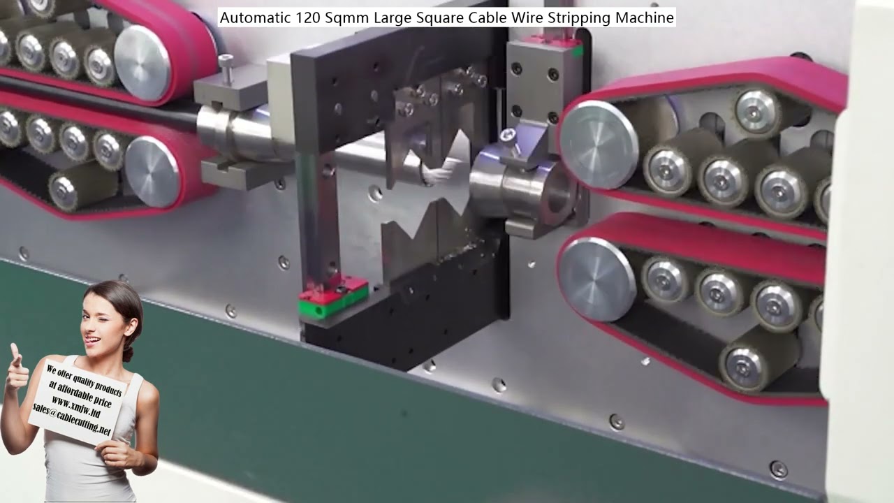 Nagy teljesítményű automata kábelcsupaszító gép 120 mm²-es négyzetes kábelekhez