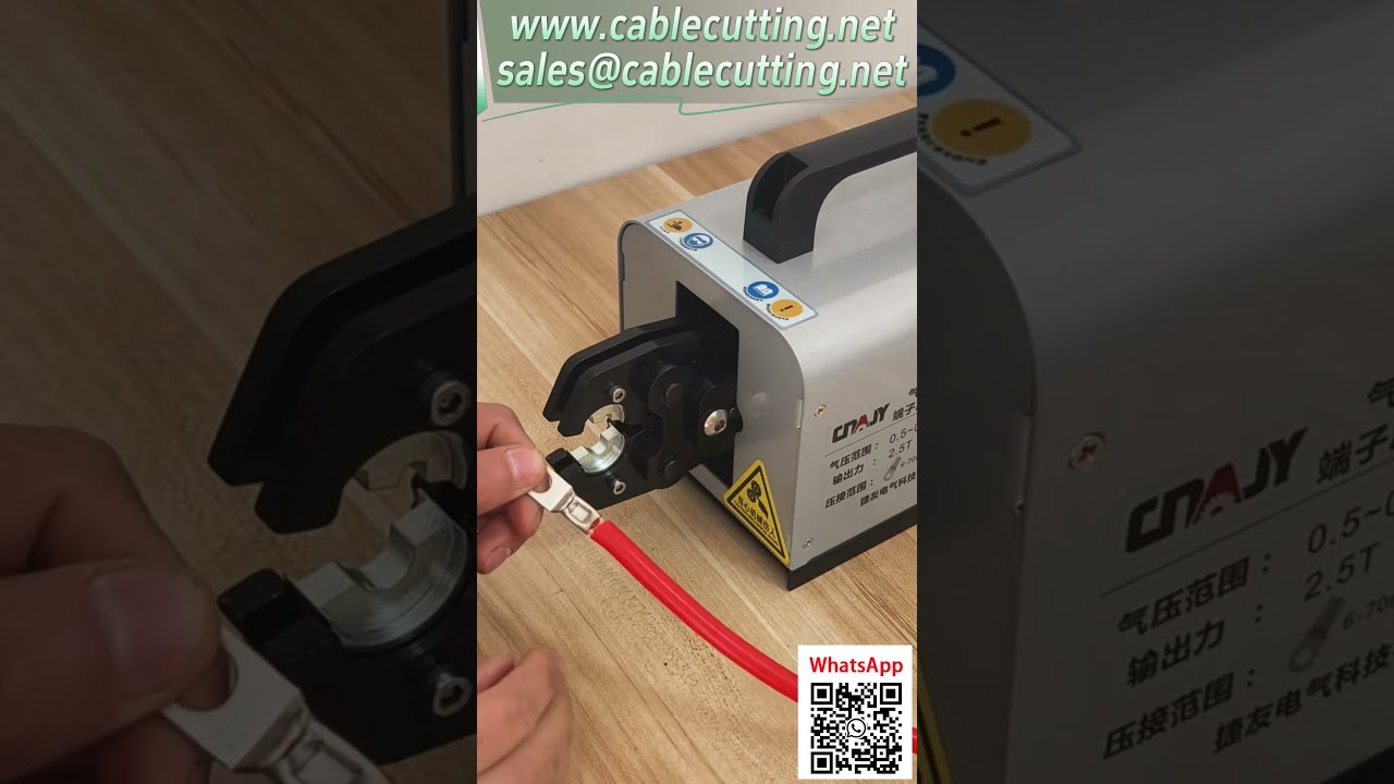 Pneumatikus kábelprésgép 70 mm²-ig | Réz fül hatszögletű préselés | Nyitott fül préselő szerszám