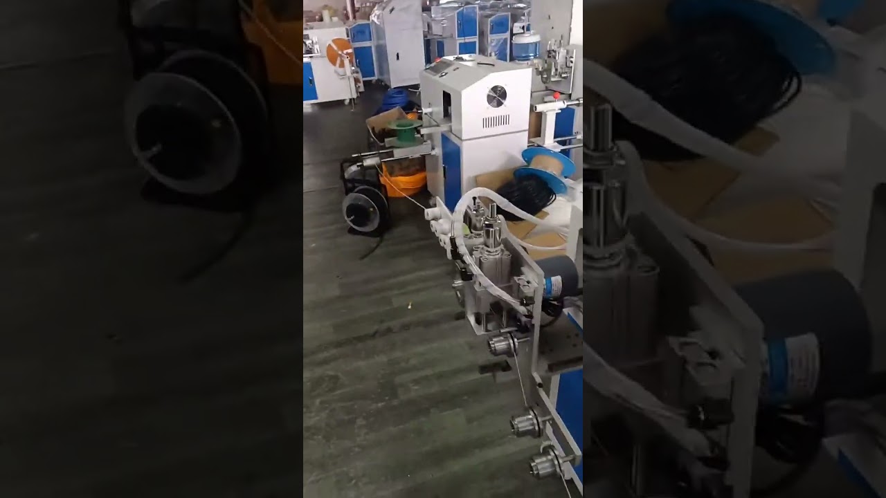 Padlón álló automata válogató, vágó és tekercselő gép koaxiális RF kábelekhez #gyártósor
